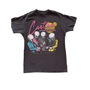 Cantina Mos Eisley women’s xs Star Wars lounge black alien band music  t-shirt